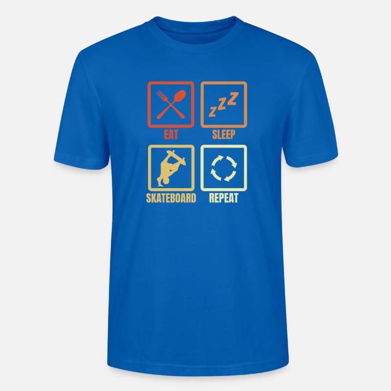 Mange Sommeil Skateboard Répéter - T-shirt bio CRAFTER Stanley Stella Unisexe - bleu paon