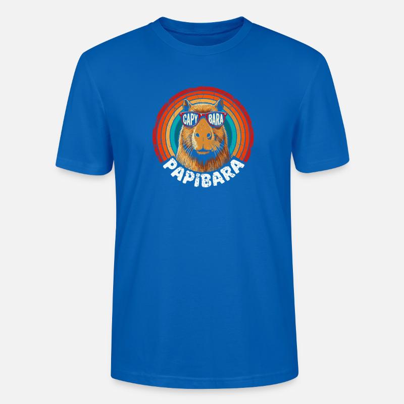 Capybara Retro Regenbogen Sonnenbrille - Stanley/Stella Unisex Bio-T-Shirt CRAFTER - Pfauenblau