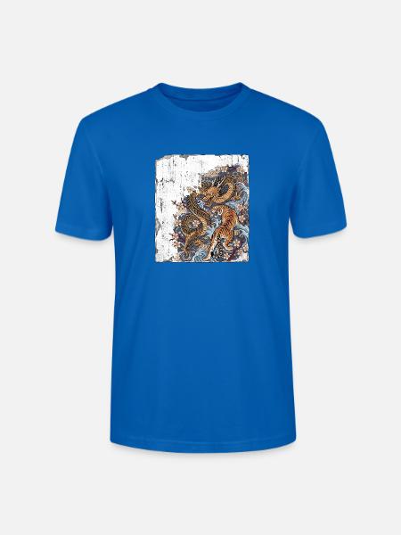 Drache Tiger Wand Chinesisch - Stanley/Stella Unisex Bio-T-Shirt CRAFTER - Pfauenblau