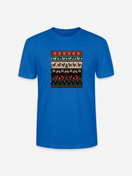 Hühner Weihnachts Strickdesign - Stanley/Stella Unisex Bio-T-Shirt CRAFTER - Pfauenblau