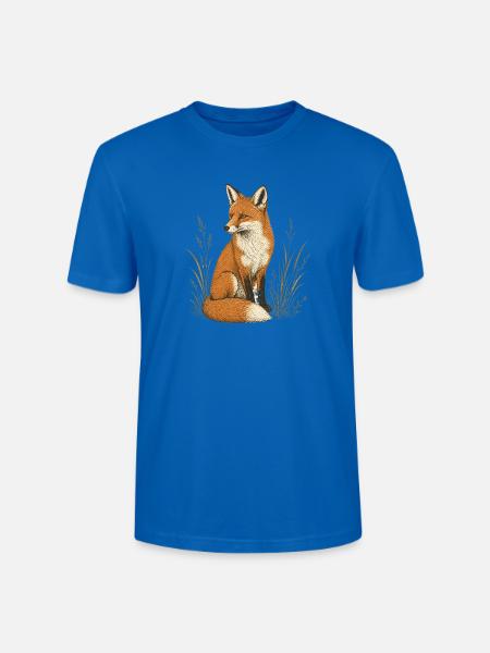 Fuchs Boho in Gräsern Illustration - Stanley/Stella Unisex Bio-T-Shirt CRAFTER - Pfauenblau