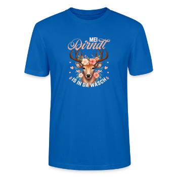 Mei Dirndl Hirsch Tracht Bayern Volksfest Spruch - Stanley/Stella Unisex Bio-T-Shirt CRAFTER - Pfauenblau - Vorne - Alina (178cm) & Michal (187cm)