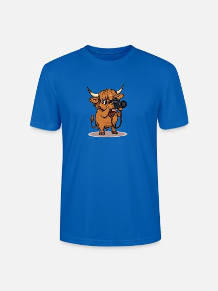 Highland Cow Photographer Cartoon - Stanley/Stella Unisex Bio-T-Shirt CRAFTER - Pfauenblau