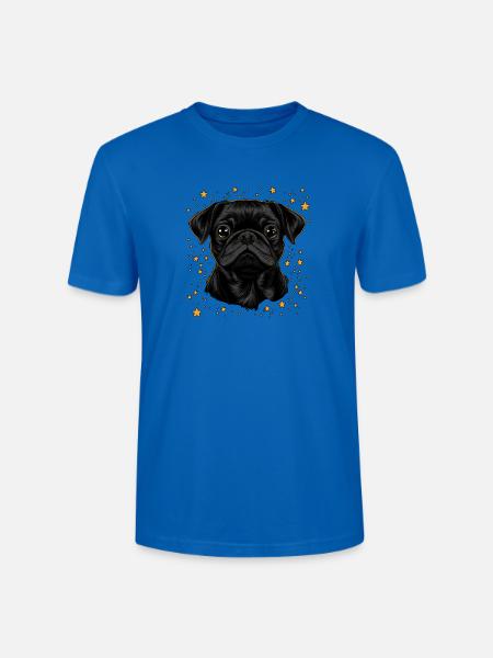 Schwarzer Mops Sterne - Stanley/Stella Unisex Bio-T-Shirt CRAFTER - Pfauenblau