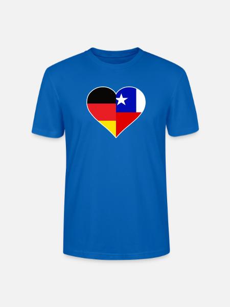 Deutsch-Chilenisches Flaggenherz - Stanley/Stella Unisex Bio-T-Shirt CRAFTER - Pfauenblau