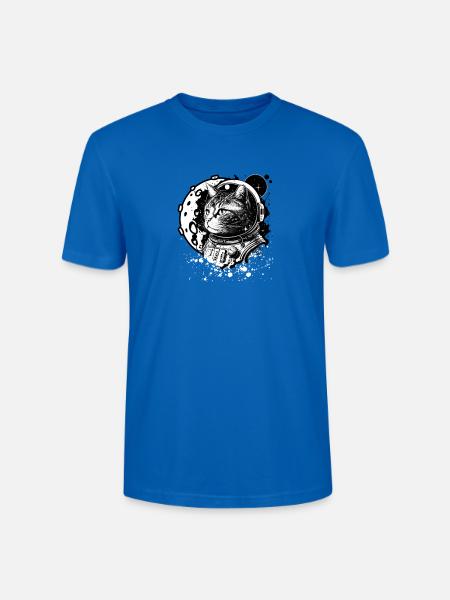 Kosmische Katze im Retro-Raumanzug - Stanley/Stella Unisex Bio-T-Shirt CRAFTER - Pfauenblau