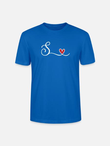Buchstabe S. mit Herz Monogramm Initialie - Stanley/Stella Unisex Bio-T-Shirt CRAFTER - Pfauenblau