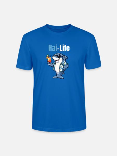 Hai-Life | Cooler Cartoon-Hai mit Sommerfeeling - Stanley/Stella Unisex Bio-T-Shirt CRAFTER - Pfauenblau