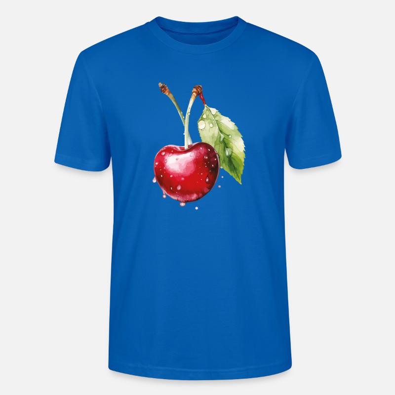 Fruchtige Kirsche mit Wassertröpfchen - Stanley/Stella Unisex Bio-T-Shirt CRAFTER - Pfauenblau