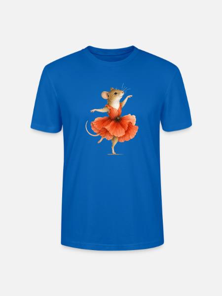 Tanzende Maus mit Mohnblütenkleid - Stanley/Stella Unisex Bio-T-Shirt CRAFTER - Pfauenblau