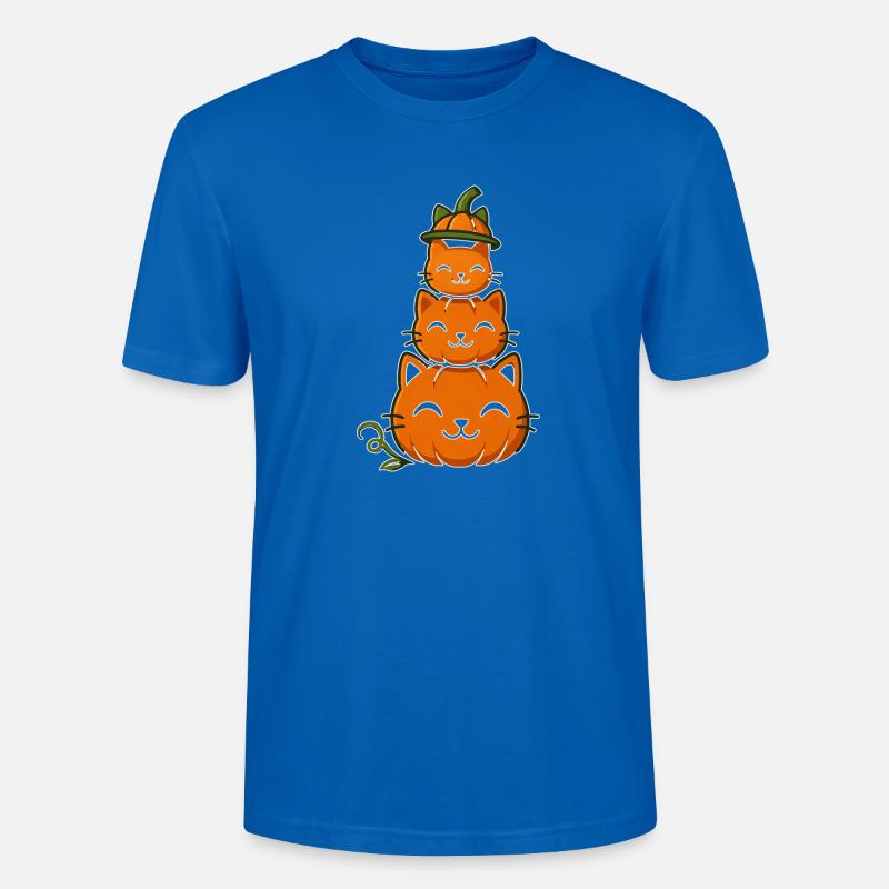 Happy Pumpkin Cat Stack - T-shirt bio CRAFTER Stanley Stella Unisexe - bleu paon