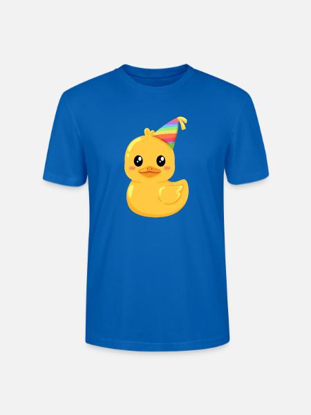 Regenbogen-Gummiente mit Partyhut - Stanley/Stella Unisex Bio-T-Shirt CRAFTER - Pfauenblau