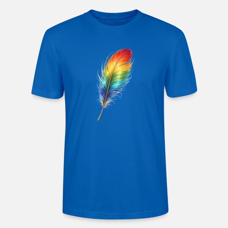 Bunte Feder Regenbogen Boho Design - Stanley/Stella Unisex Bio-T-Shirt CRAFTER - Pfauenblau