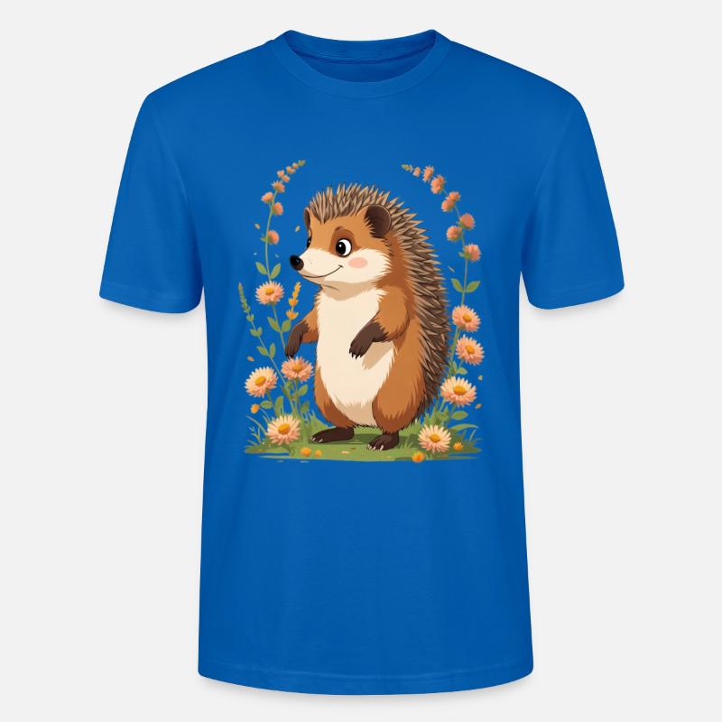 Hérisson mignon avec couronne de fleurs - T-shirt bio CRAFTER Stanley Stella Unisexe - bleu paon