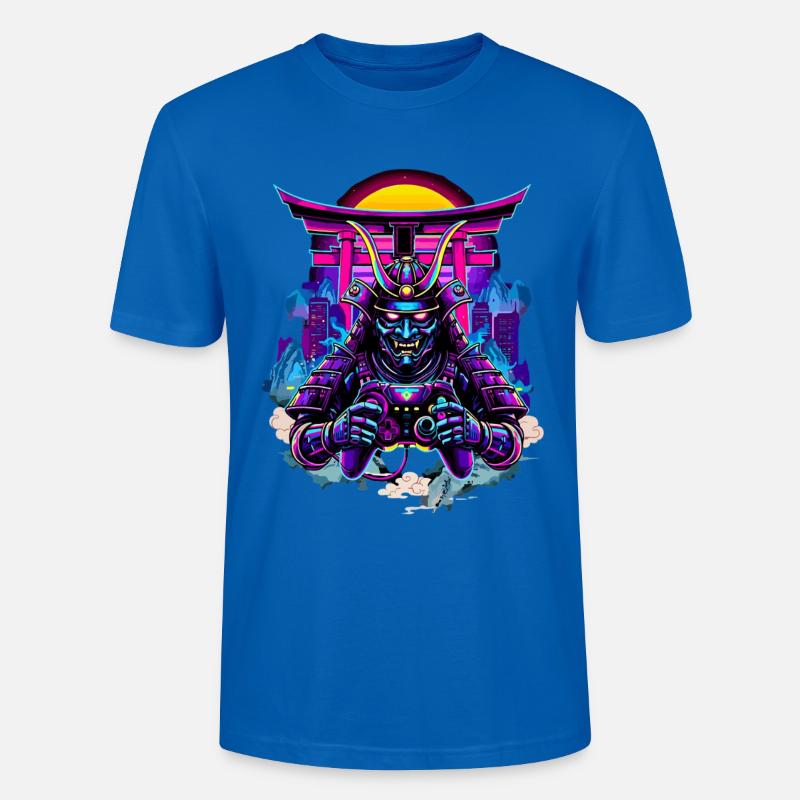 Samurai Maske gaming Controller Sythwave gaming  - Stanley/Stella Unisex Bio-T-Shirt CRAFTER - Pfauenblau