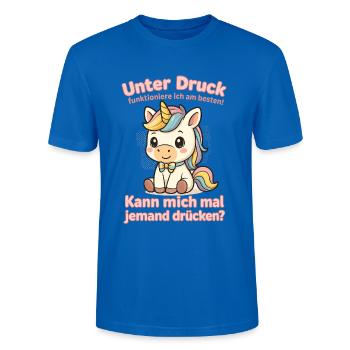 Under pressure unicorn - Stanley/Stella CRAFTER Unisex Organic T-Shirt - peacock-blue - Front - Alina (178cm) & Michal (187cm)