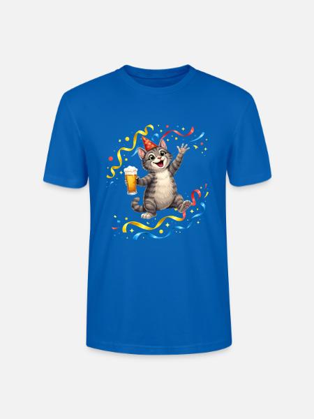 Party Katze mit Bier - Stanley/Stella Unisex Bio-T-Shirt CRAFTER - Pfauenblau