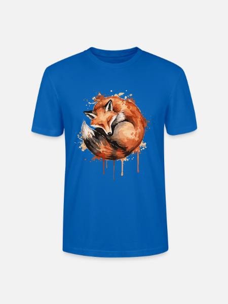Fuchs Aquarell Stil Schlummernder Rotfuchs - Stanley/Stella Unisex Bio-T-Shirt CRAFTER - Pfauenblau