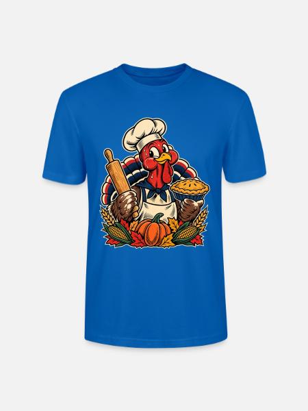 Thanksgiving Truthahn Bäcker mit Kürbis-Pie - Stanley/Stella Unisex Bio-T-Shirt CRAFTER - Pfauenblau