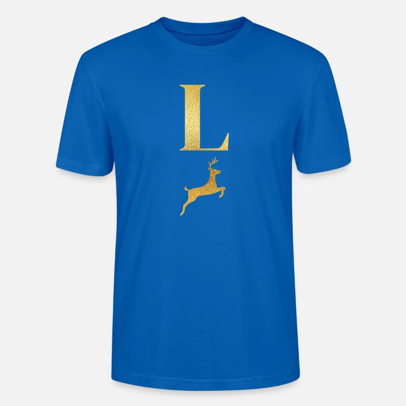 Buchstabe l Goldener Hirsch - Geschenkidee - Stanley/Stella Unisex Bio-T-Shirt CRAFTER - Pfauenblau