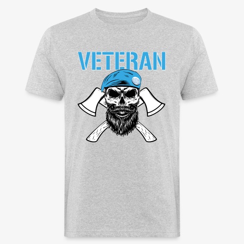 Veteran - Dödskalle med blå basker och yxor - Ekologisk T-shirt herr
