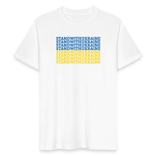Stand with Ukraine Typografie Flagge Support - Männer Bio-T-Shirt
