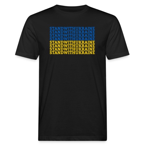 Stand with Ukraine Typografie Flagge Support - Männer Bio-T-Shirt