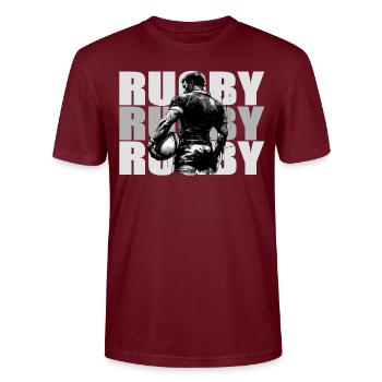 Rugby - Stanley/Stella Unisex Bio-T-Shirt CRAFTER - Burgunderrot - Vorne - Alina (178cm) & Michal (187cm)