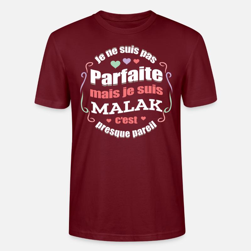 MALAK PARFAITE - PRENOM MALAK - T-shirt bio CRAFTER Stanley Stella Unisexe - bordeaux