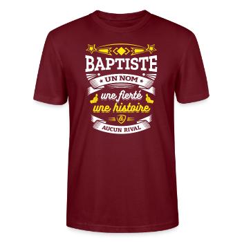 BAPTISTE UN NOM UNE FIERTÉ AUCUN RIVAL - T-shirt bio CRAFTER Stanley Stella Unisexe - bordeaux - Devant - Alina (178cm) & Michal (187cm)