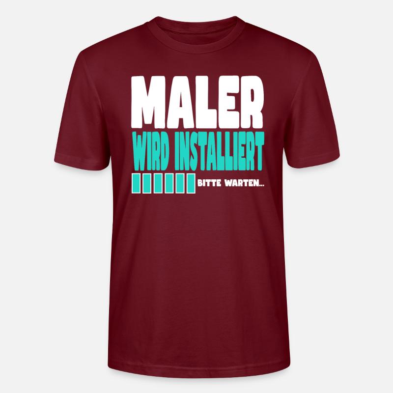 Maler wird installiert - Stanley/Stella Unisex Bio-T-Shirt CRAFTER - Burgunderrot