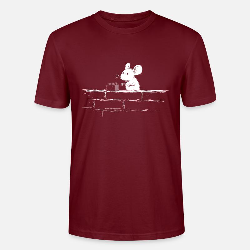 Baustein-Maus - Stanley/Stella Unisex Bio-T-Shirt CRAFTER - Burgunderrot