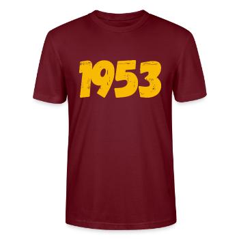 1953. Das Geburtsjahr 1953. - Stanley/Stella Unisex Bio-T-Shirt CRAFTER - Burgunderrot - Vorne - Alina (178cm) & Michal (187cm)