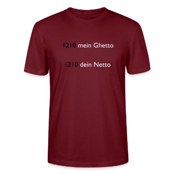 1210 mein Ghetto - Stanley/Stella Unisex Bio-T-Shirt CRAFTER - Burgunderrot - Vorne - Alina (178cm) & Michal (187cm)