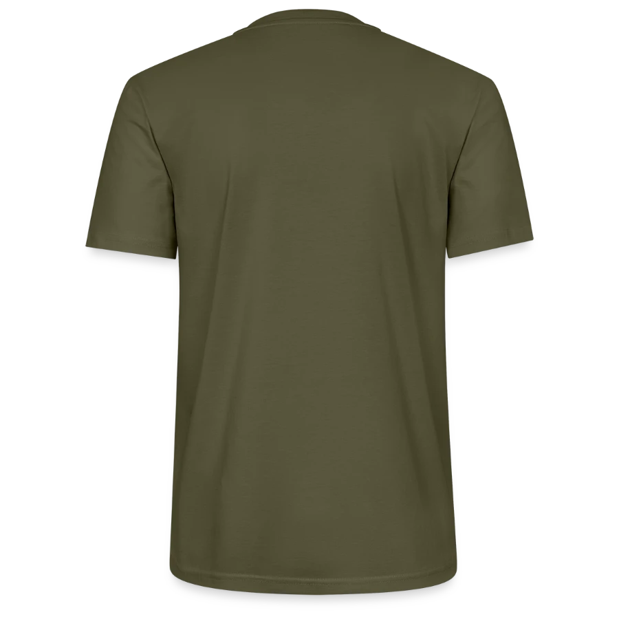 Salt Harbour badge on a stanley/stella crafter unisex organic t-shirt, khaki, back