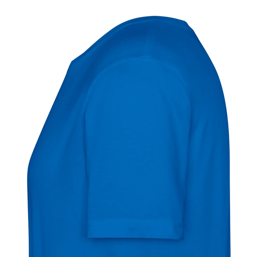 Salt Harbour badge on a stanley/stella crafter unisex organic t-shirt, peacock-blue, left
