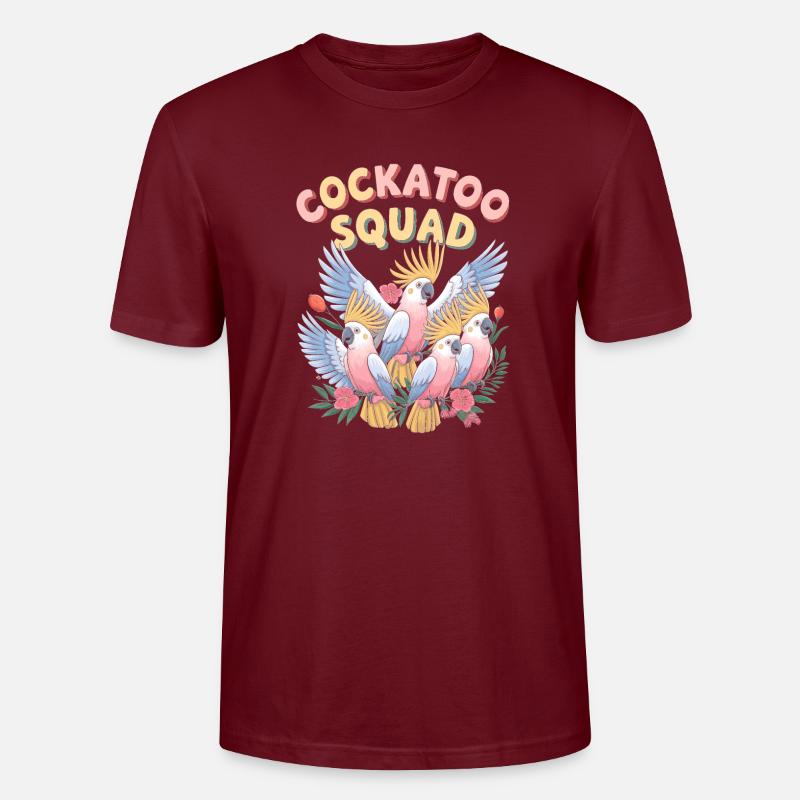 Fröhliche Kakadu Gemeinschaftstext Bild - Stanley/Stella Unisex Bio-T-Shirt CRAFTER - Burgunderrot