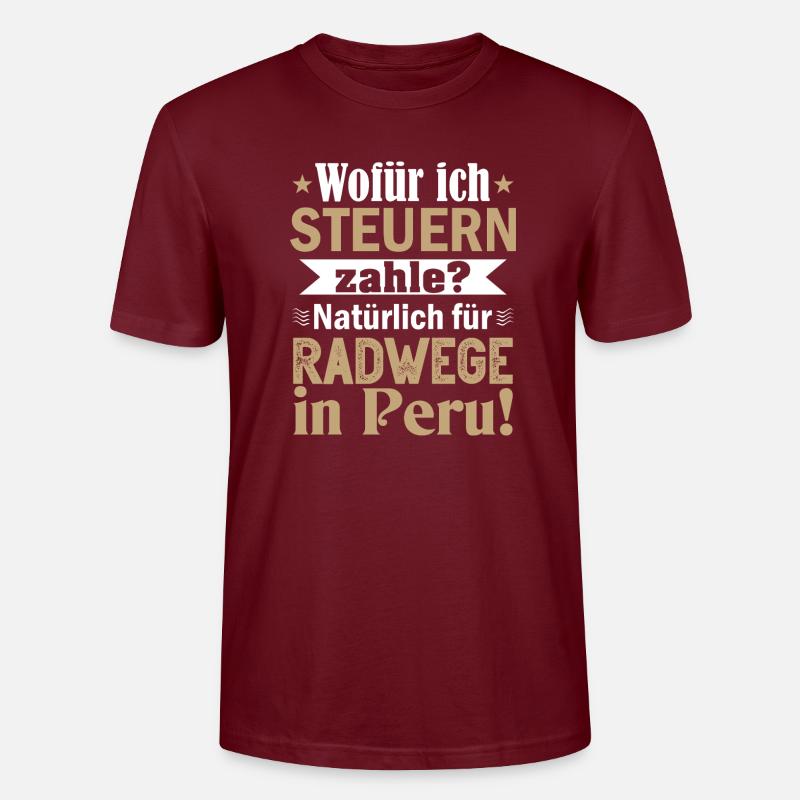 Radwege Peru1 Zeichenfläche 1 - Stanley/Stella Unisex Bio-T-Shirt CRAFTER - Burgunderrot