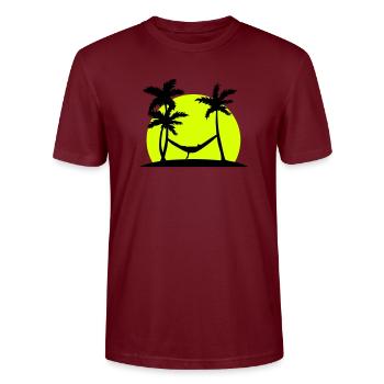 Hängematte im Paradies - Stanley/Stella Unisex Bio-T-Shirt CRAFTER - Burgunderrot - Vorne - Alina (178cm) & Michal (187cm)
