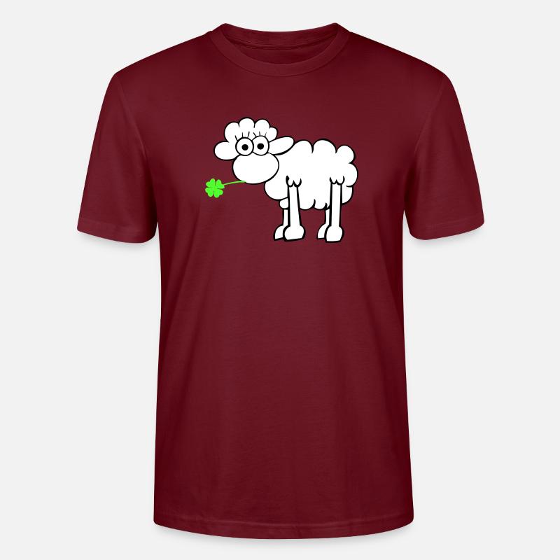 Schaf mit Kleeblatt - Stanley/Stella Unisex Bio-T-Shirt CRAFTER - Burgunderrot