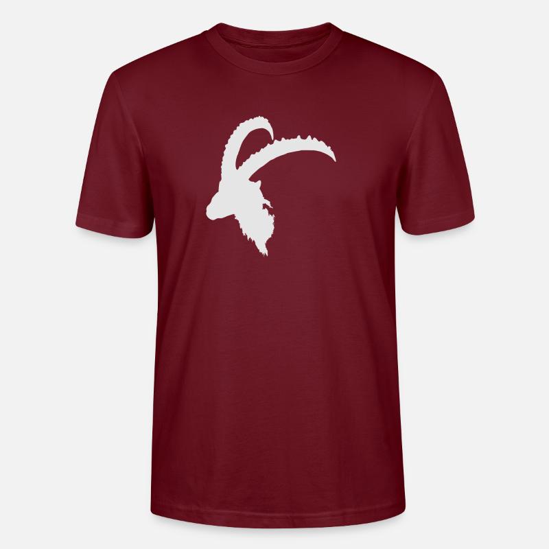 Steinbock weiß - Stanley/Stella Unisex Bio-T-Shirt CRAFTER - Burgunderrot