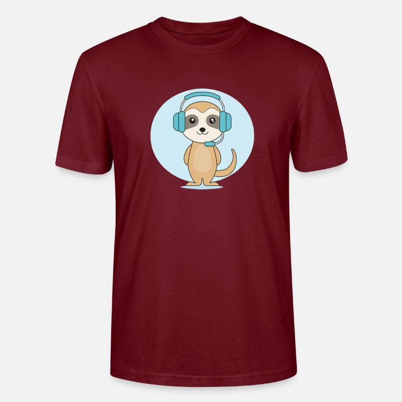Erdmännchen mit Headset - Stanley/Stella Unisex Bio-T-Shirt CRAFTER - Burgunderrot