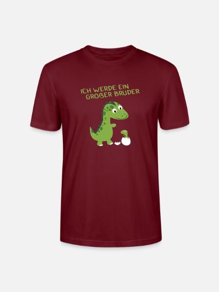 Kinder Großer Bruder Dinosaurier - Stanley/Stella Unisex Bio-T-Shirt CRAFTER - Burgunderrot