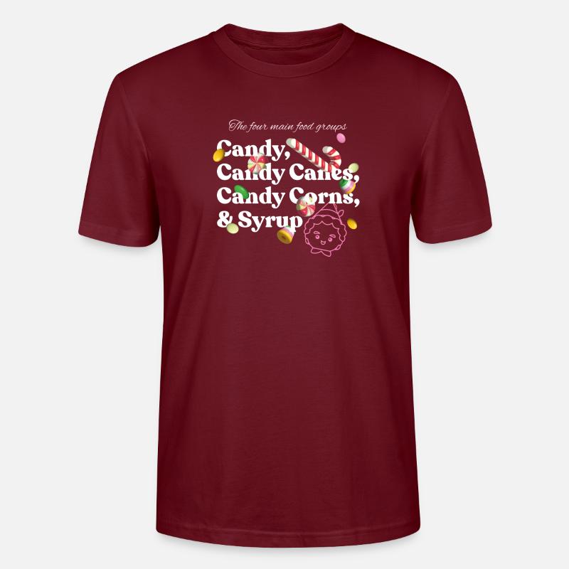 Buddy Der Weihnachtself Candy Design - Stanley/Stella Unisex Bio-T-Shirt CRAFTER - Burgunderrot