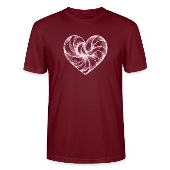 Pastellherz Swirl Kunst - Stanley/Stella Unisex Bio-T-Shirt CRAFTER - Burgunderrot - Vorne - Alina (178cm) & Michal (187cm)
