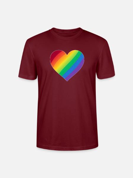 Gradient Rainbow Heart - Stanley/Stella Unisex Bio-T-Shirt CRAFTER - Burgunderrot