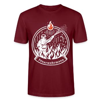 feuerwehrmann freiwillige feuerwehr verein feuer - Stanley/Stella Unisex Bio-T-Shirt CRAFTER - Burgunderrot - Vorne - Alina (178cm) & Michal (187cm)