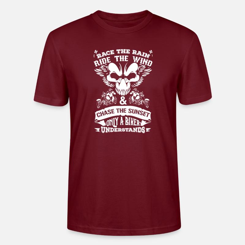 Biker Motorcycle Mopped Driver - Stanley/Stella CRAFTER Unisex Organic T-Shirt - burgundy