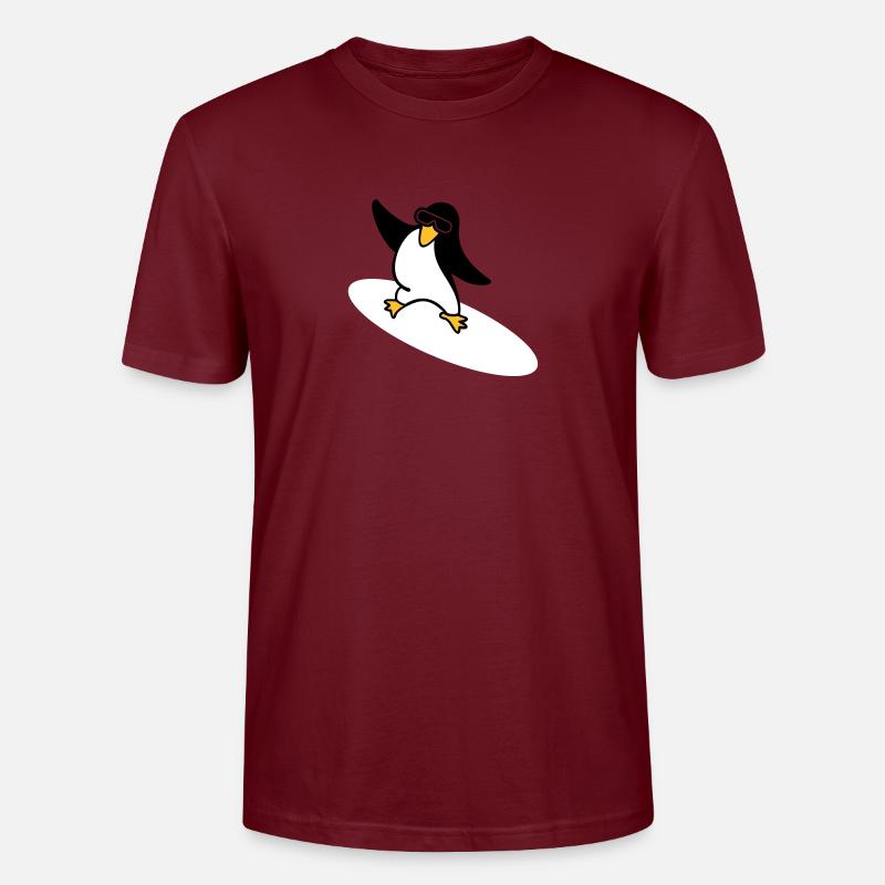 Surfer Pinguin / penguin (3c) - Stanley/Stella Unisex Bio-T-Shirt CRAFTER - Burgunderrot