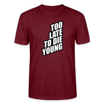 Funny Too Late - Stanley/Stella CRAFTER Unisex Organic T-Shirt - burgundy - Front - Alina (178cm) & Michal (187cm)